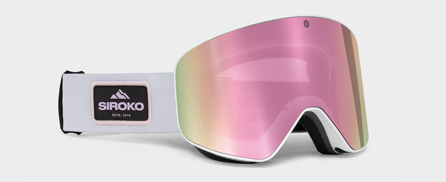 Лижна маска для сноуборду та гірських лиж Siroko GX, унісекс, з UV400, антифог-покриттям та захистом від подряпин, чорно-сіра
