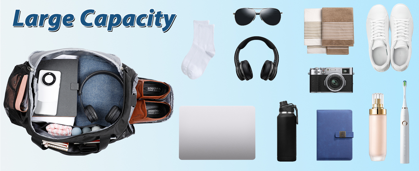 Спортивна сумка Romon для подорожей та тренувань з відділенням для взуття та мокрих речей (39 x 23 x 22 см, чорний)