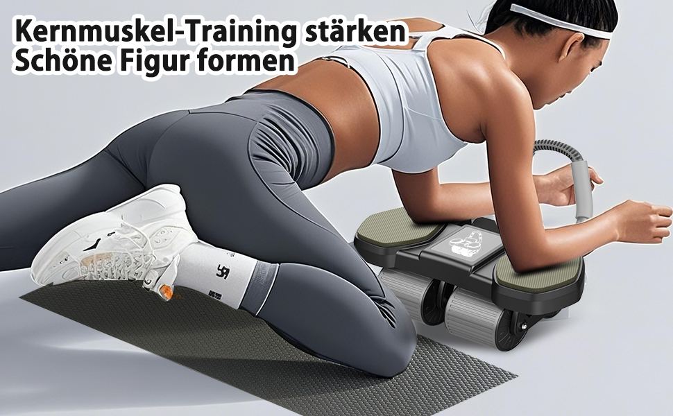 Ролер для пресу, тренажер для дому, покращене 4-колісне шасі, стабільний тренажер для зміцнення м'язів пресу та корпусу, довговічний та легкий, ідеальний для чоловіків та жінок, чорно-синій