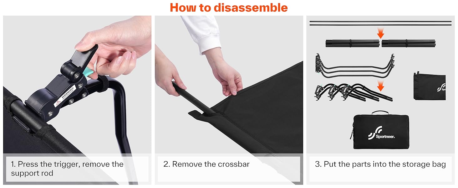 Розкладне ліжко Sportneer для кемпінгу та відпочинку на природі: легке, компактне, алюмінієве (190x70 см)