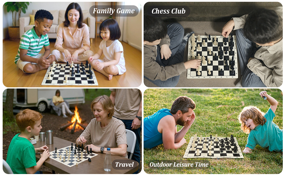 Набір шахів зі складною дошки з силікону, 50,8 см, фігури з вагою, висота короля 9,8 см, 2 додаткові королеви, складана дошка, портативний набір для подорожей та турнірів, з сумкою