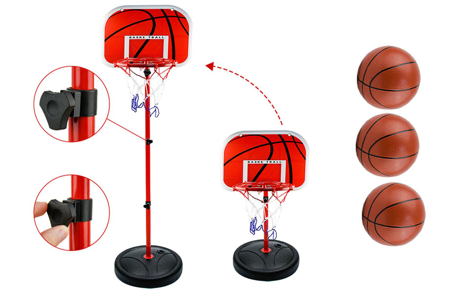 Дитячий баскетбольний кошик AolKee з регульованою висотою, 50-150 см, з м'ячем, сіткою та насосом