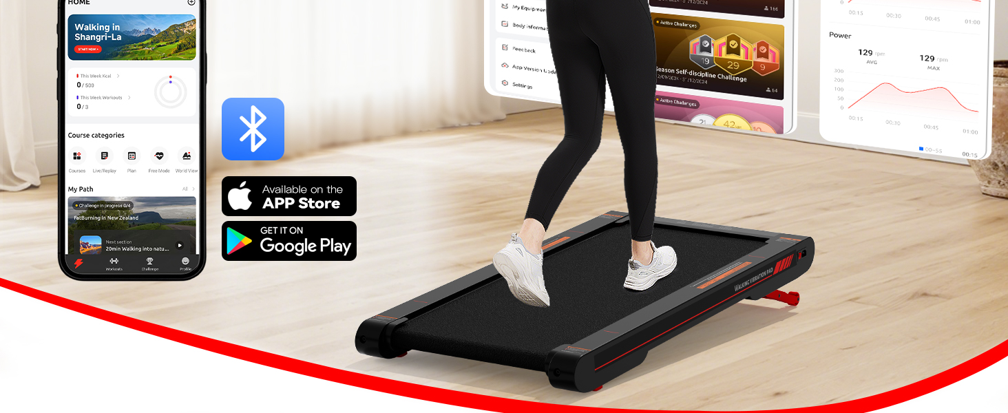 Ходунковий килимок з APP, бігова доріжка для дому 6 км/год, ходункова доріжка для офісу та дому з пультом дистанційного керування (Чорний)