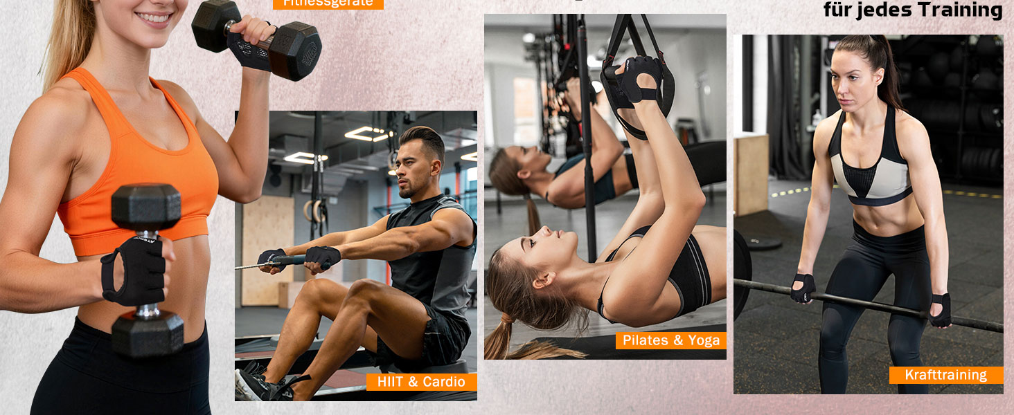 Фітнес рукавички ATERCEL для жінок та чоловіків - неслизькі дихаючі рукавички для тренувань з преміальним зчепленням та захистом долонь для силових тренувань, спортзал, воркаут, тренування. Чорний колір