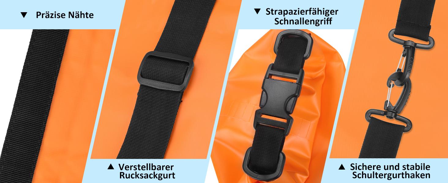 Водонепроникний мішок-рюкзак Dry Bag 5L/10L/15L/20L/30L з регульованим плечовим ременем, для каякінгу, риболовлі, плавання, піших прогулянок та подорожей, чорний (10L)