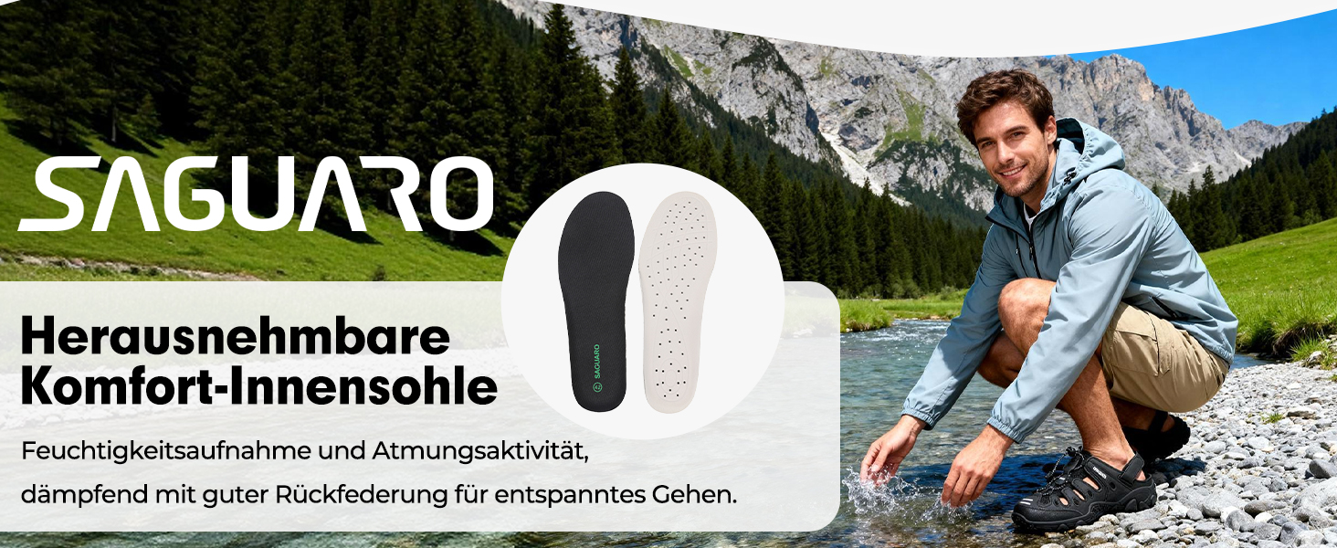 Сандалі SAGUARO чоловічі та жіночі зручні дихаючі для активного відпочинку, спорту, трекінгу та піших прогулянок 43 EU чорні