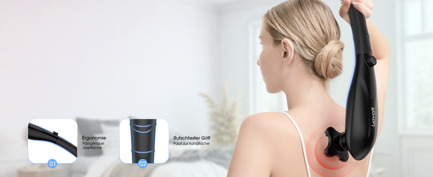 VOYOR HEALTH Перкусійний масажер для тіла, ручний електричний масажер для спини, глибокий масаж, 5 насадок, регульована швидкість, MH560, чорний