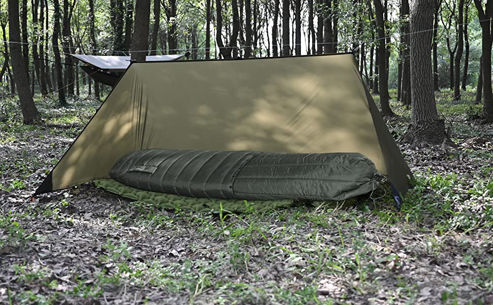 Спальний мішок OneWind для гамака, 3 сезони, теплий плед, пончо, захист від холоду, ізоляція, для кемпінгу, хайкінгу, зелений, 2°C~10°C (Deluxe), 2.3M x 1.6M