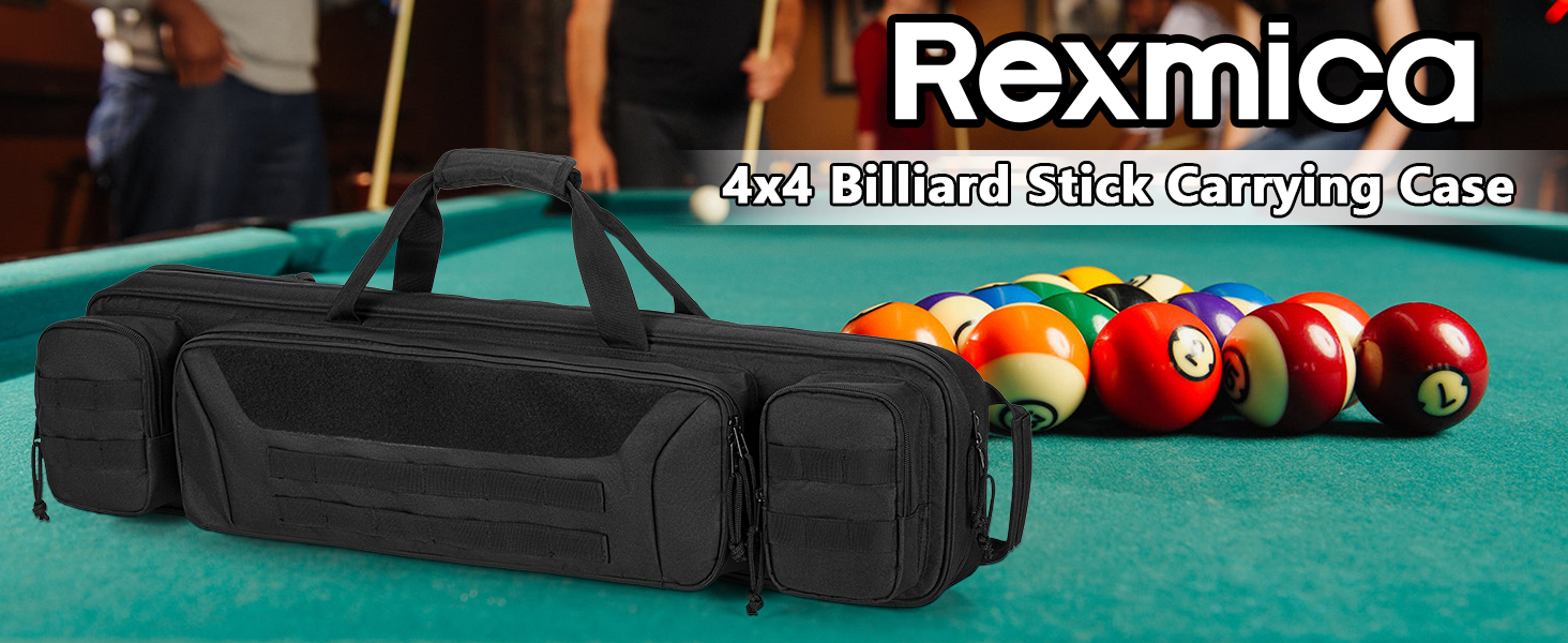 Чохол для більярдних київ: вміщує до 4 частин (київ, насадки) з ручкою та регульованим плечовим ременем (Чорний)