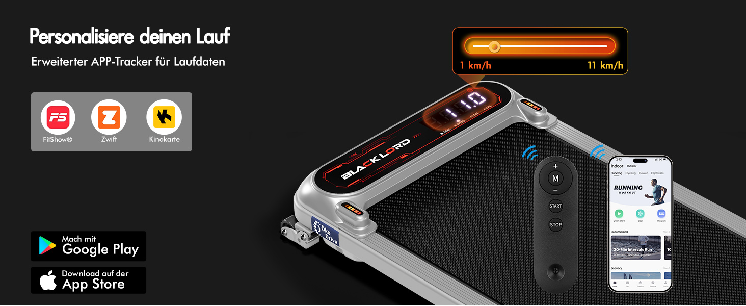 Біговий тренажер BLACK LORD X7 - Walking Pad з тихим мотором 3.0PS, до 130кг, Bluetooth, 3 рівня нахилу, антиковзаюча поверхня (Срібний)