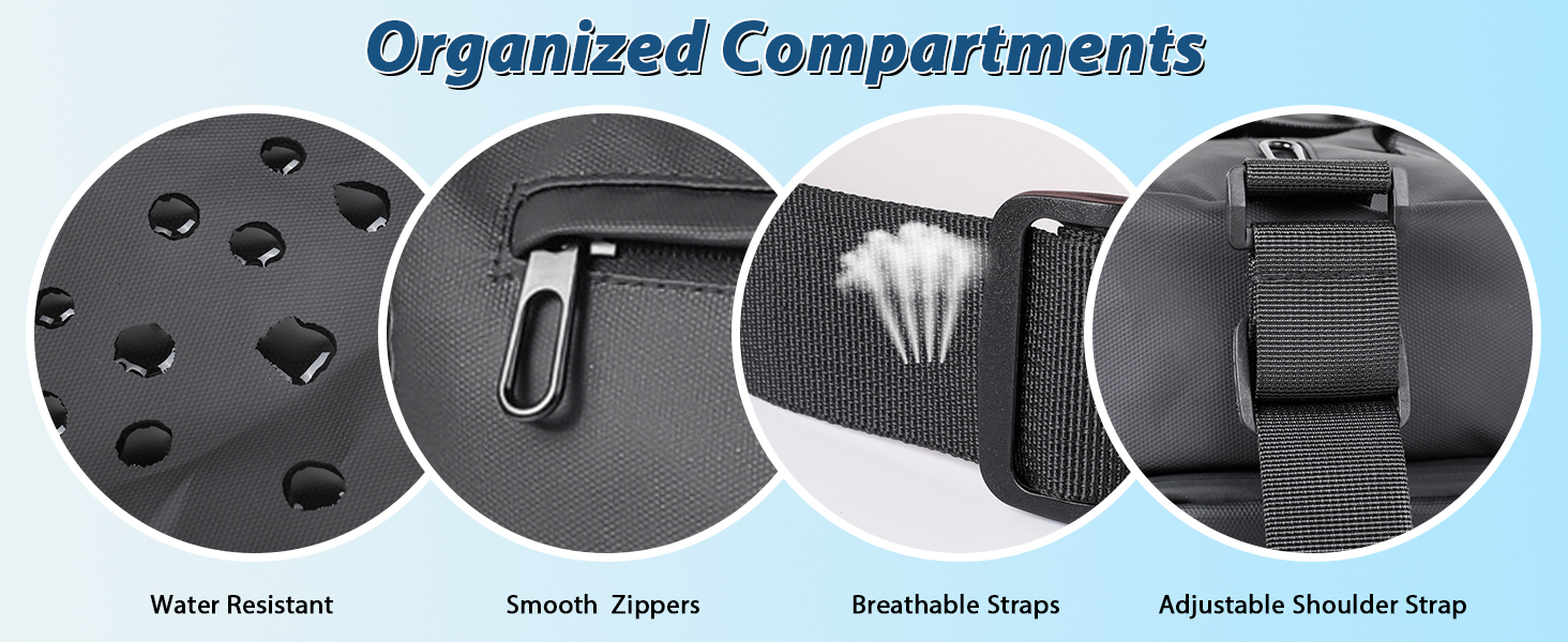 Спортивна сумка Romon для подорожей та тренувань з відділенням для взуття та мокрих речей, чорна, 39 × 23 × 22 см