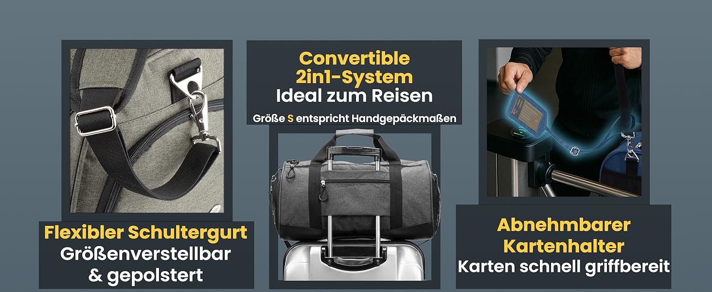 Спортивна сумка Heldenwerk® для жінок та чоловіків, 30л, 48 x 26 x 25 см. З відділенням для взуття та мокрих речей. Ідеальна для подорожей, тренувань, фітнесу.