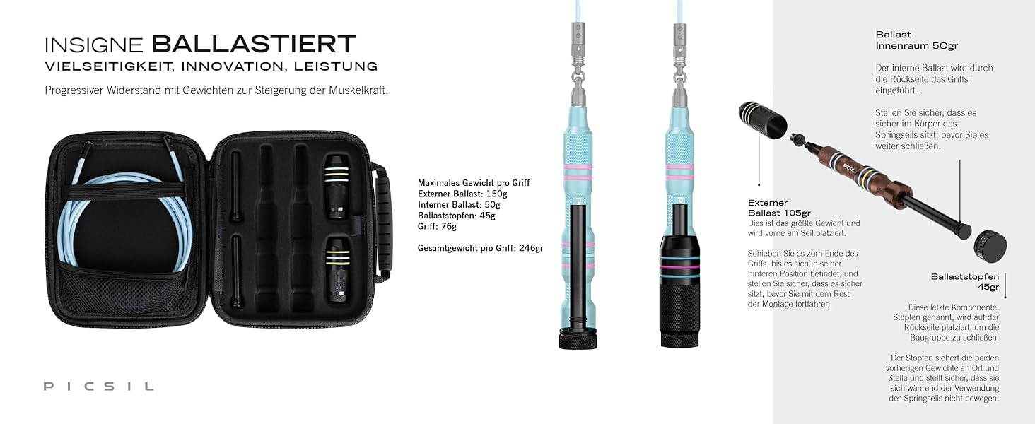 Скакалка Picsil Insigne: універсальний, з 3 режимами, швидкий, з обтяженням або кросовер, для будь-якого тренування. Колір: аметист