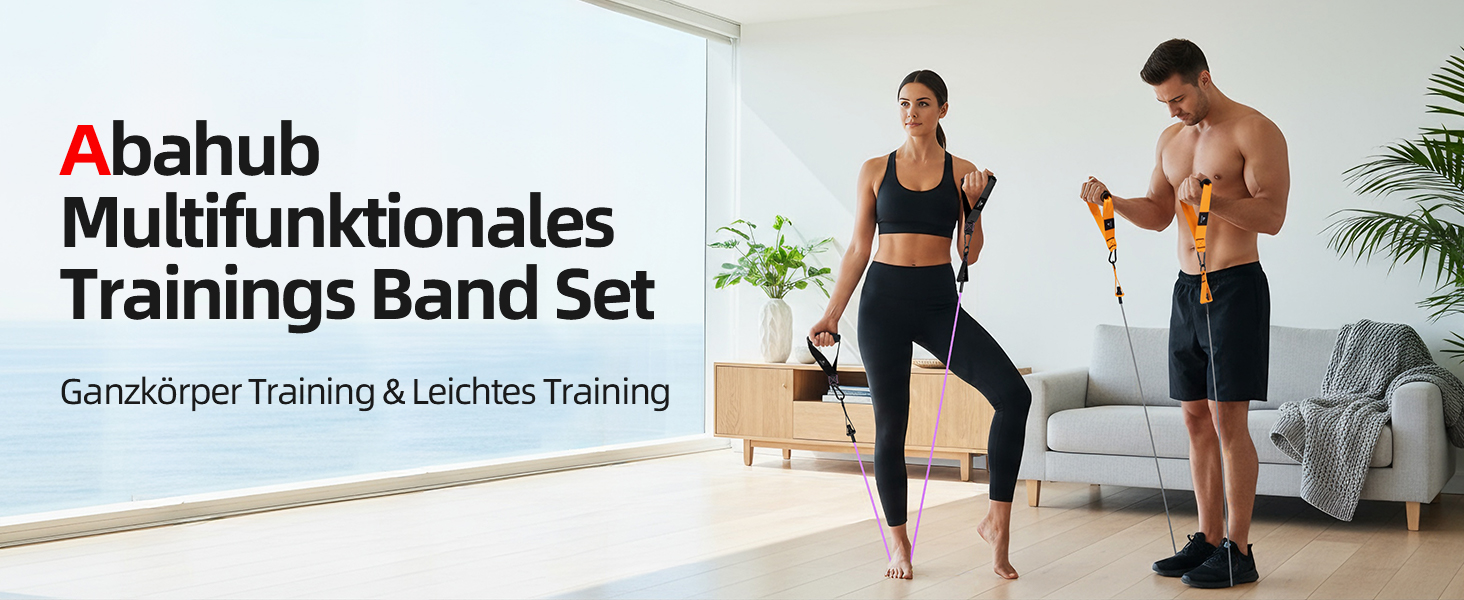 Набір еластичних стрічок Abahub для фітнесу з дверним кріпленням, ручками та петлею для ніг – для тренувань всього тіла, домашній спортзал, ідеально для початківців та досвідчених (Рожевий, 100LB)