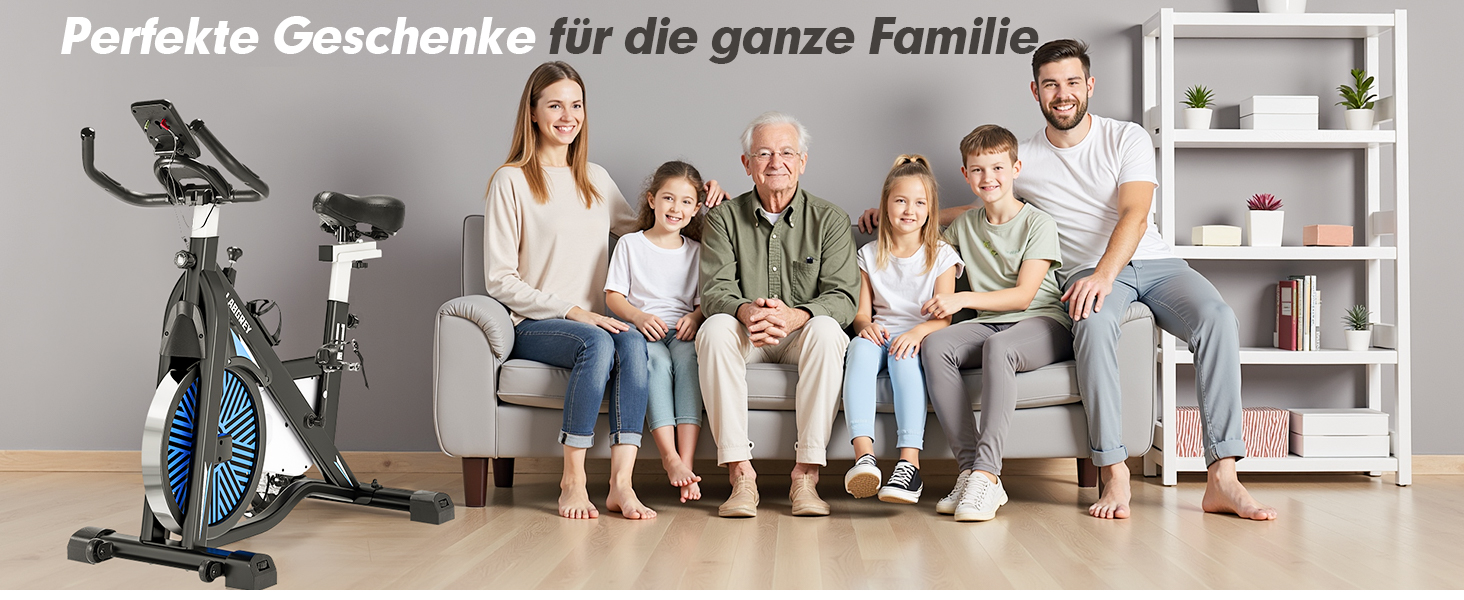 Велотренажер для дому: фітнес-велосипед з пульсометром, LCD-дисплеєм та підставкою для iPad, регульоване сидіння та опір, чорний