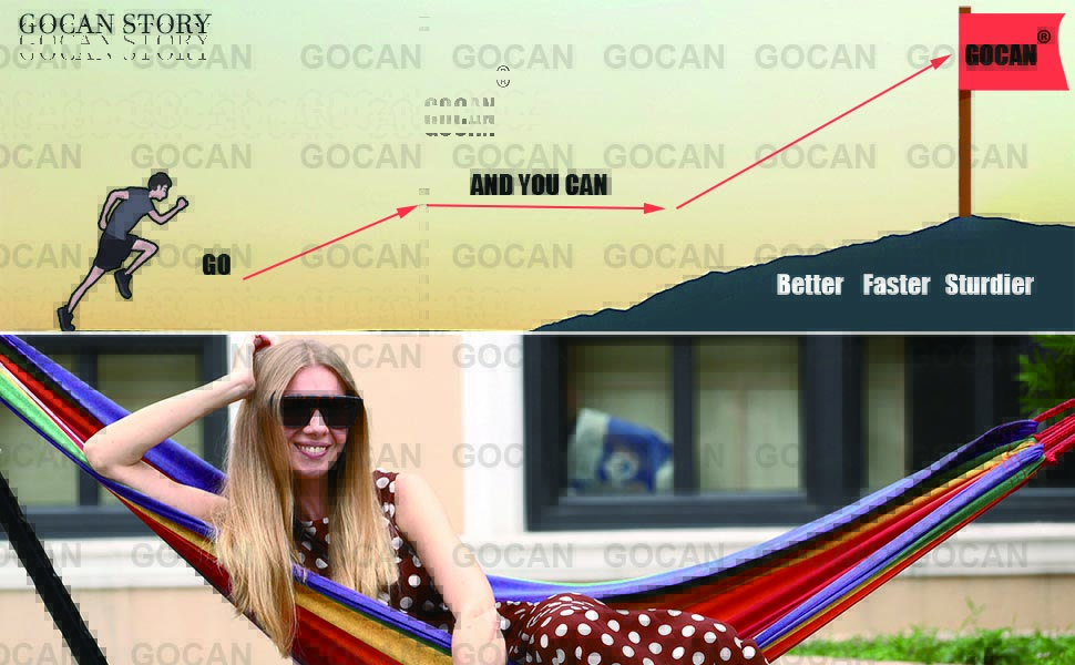 Гаммак GOCAN XXL для 2 осіб, 220x150 см, 330 см, 300 кг, бавовна, для відпочинку на вулиці та в приміщенні, сірий смугастий гамак