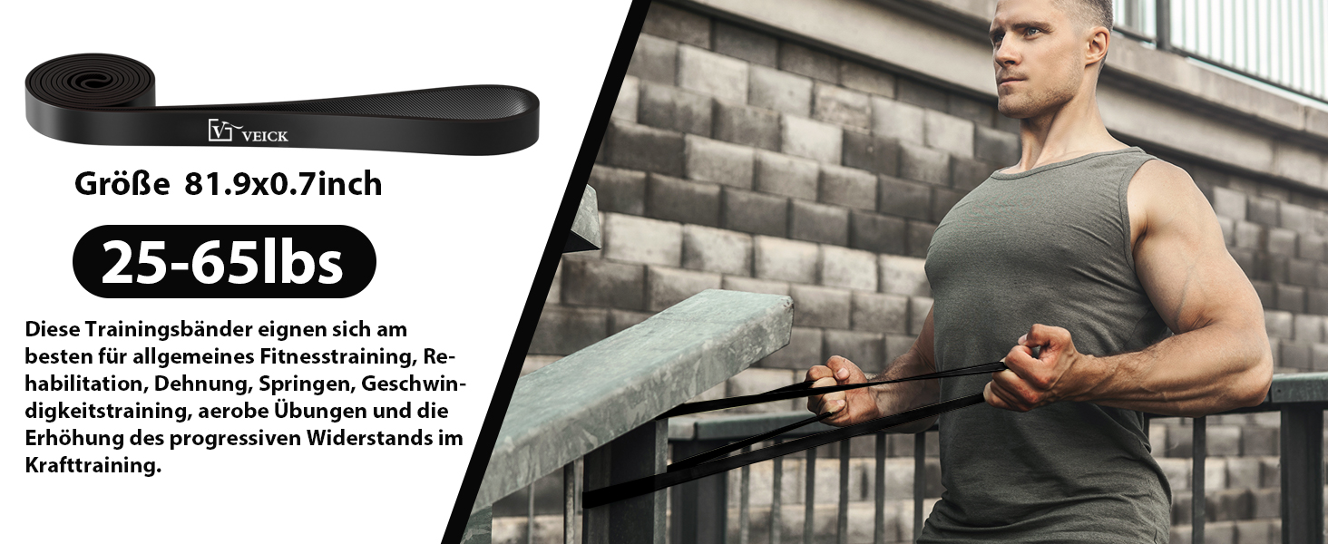 Фітнес гумки VEICK: набір еластичних стрічок для фітнесу, калістеніки та пілатесу (з антиковзним ремінцем)