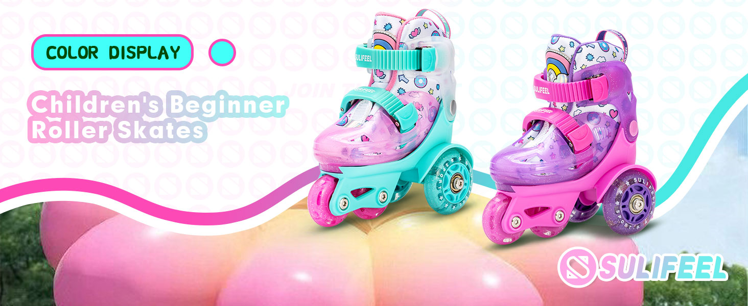 Дитячі ролики SULIFEEL з підсвічуванням для дівчаток та хлопчиків, регульовані, баланс, для початківців, розмір S (29-32 EU)