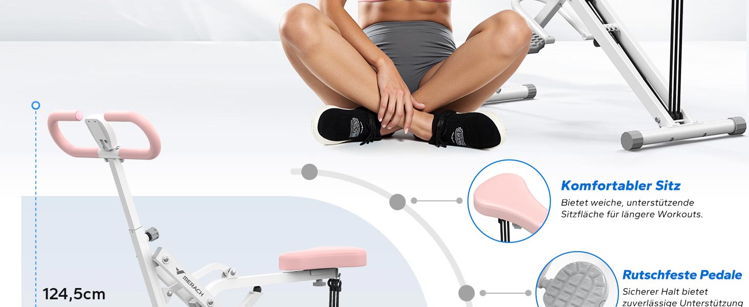 MERACH 2-в-1 тренажер для присідань та тяги, складаний, для тренування сідниць, ніг та корпусу, 10 хв збірки, максимальне навантаження 160 кг (білий, R07)