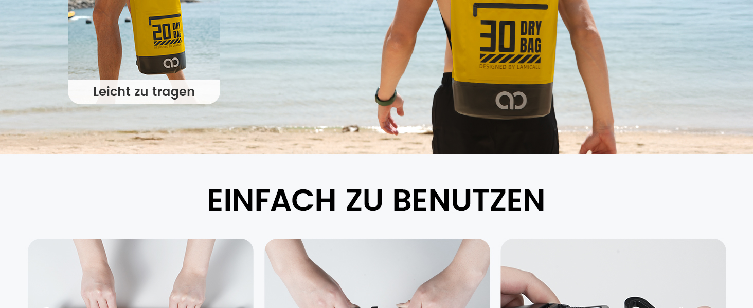 Водонепроникний рюкзак-сумка Lamicall Dry Bag 5/10/20/30/40L - міцний, стійкий до подряпин, для водного спорту, пляжу, подорожей