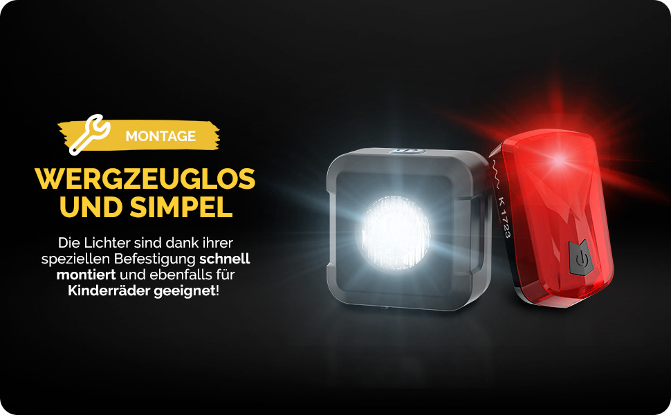 Набір передніх велоліхтарів DANSI StVZO I LED – яскраве світло (25/10 Lux, акумуляторний)