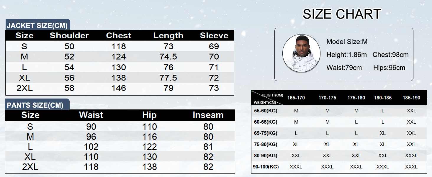Чоловічий зимовий костюм для сноубордингу та катання на лижах, водонепроникний та вітронепроникний, теплий, для туризму та альпінізму, розмір M, колір чорний