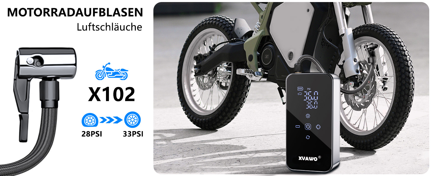Електричний міні-компресор для накачування шин: насос для велосипеда, авто, мотоцикла, електровелосипеда та м'ячів з цифровим дисплеєм та акумулятором