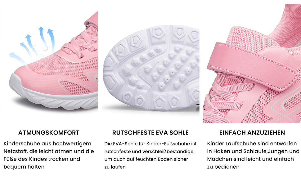 Дитячі кросівки Raoendis для хлопчиків та дівчаток - спортивні, для занять у залі, легкі, з дихаючим матеріалом (29 EU, Рожевий)