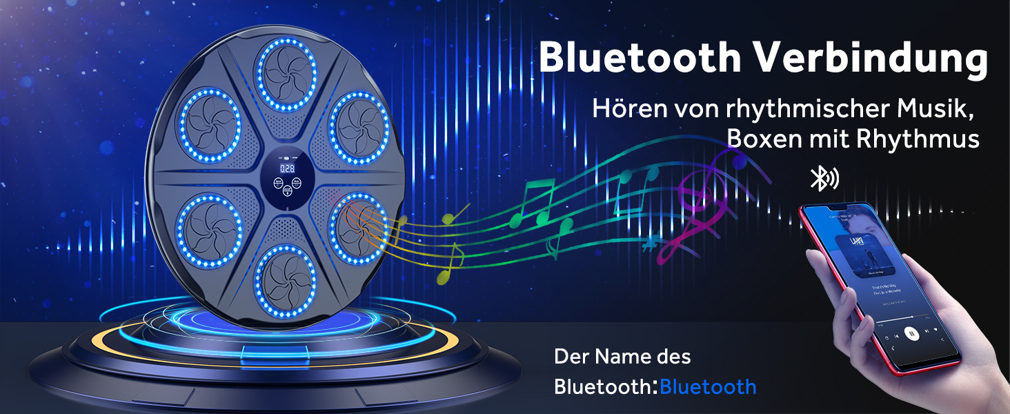 Yorraka Музичний бокс-машина для дорослих з LED підсвіткою, Bluetooth, 12 режимів швидкості, музичний тренажер для боксу з рукавичками