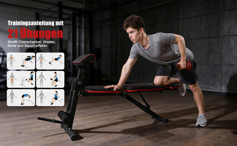 Регульована лава для тренажерного залу вдома, 350кг, складана лава з підніжжям для ніг та упором для преса, нахильна та відкидна лава для дому