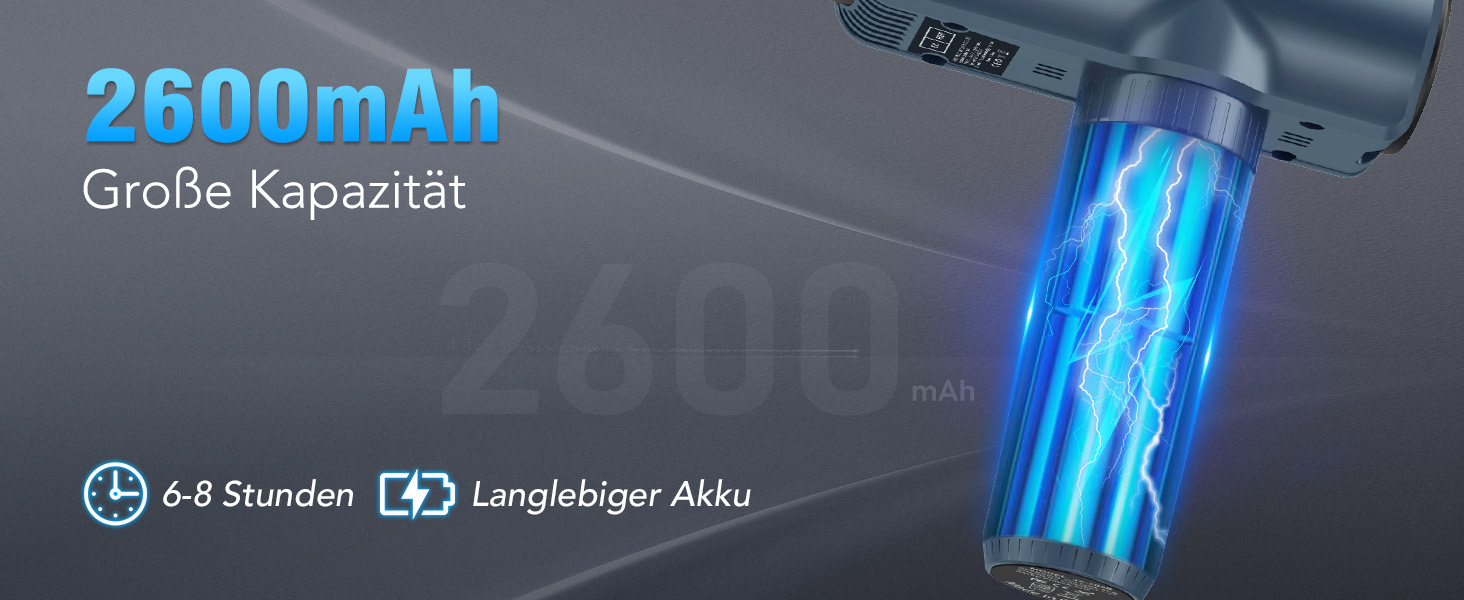Масажний пістолет Lefity Mini, 30 швидкостей, 6 насадок, USB-C, для шиї, плечей і спини, темно-синій