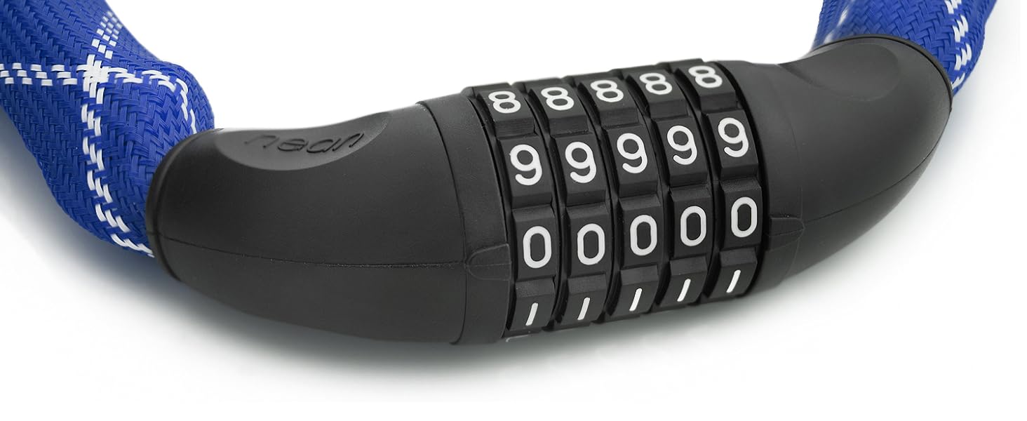 Надійне велозамок Nean з кодом, 6x6x900 мм, сталевий ланцюг, синій