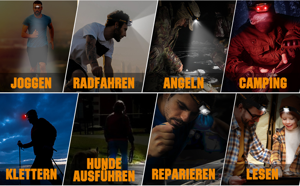 EverBrite LED налобний ліхтар: перезаряджуваний, водонепроникний, з червоним світлом, для кемпінгу, риболовлі та активного відпочинку. В комплекті USB-C кабель