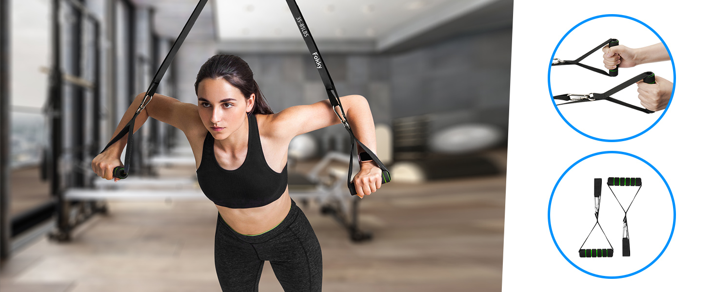 Набір еластичних стрічок для фітнесу Fokky, стрічки опору для силових тренувань, йоги та пілатесу, з дверним кріпленням та ручками