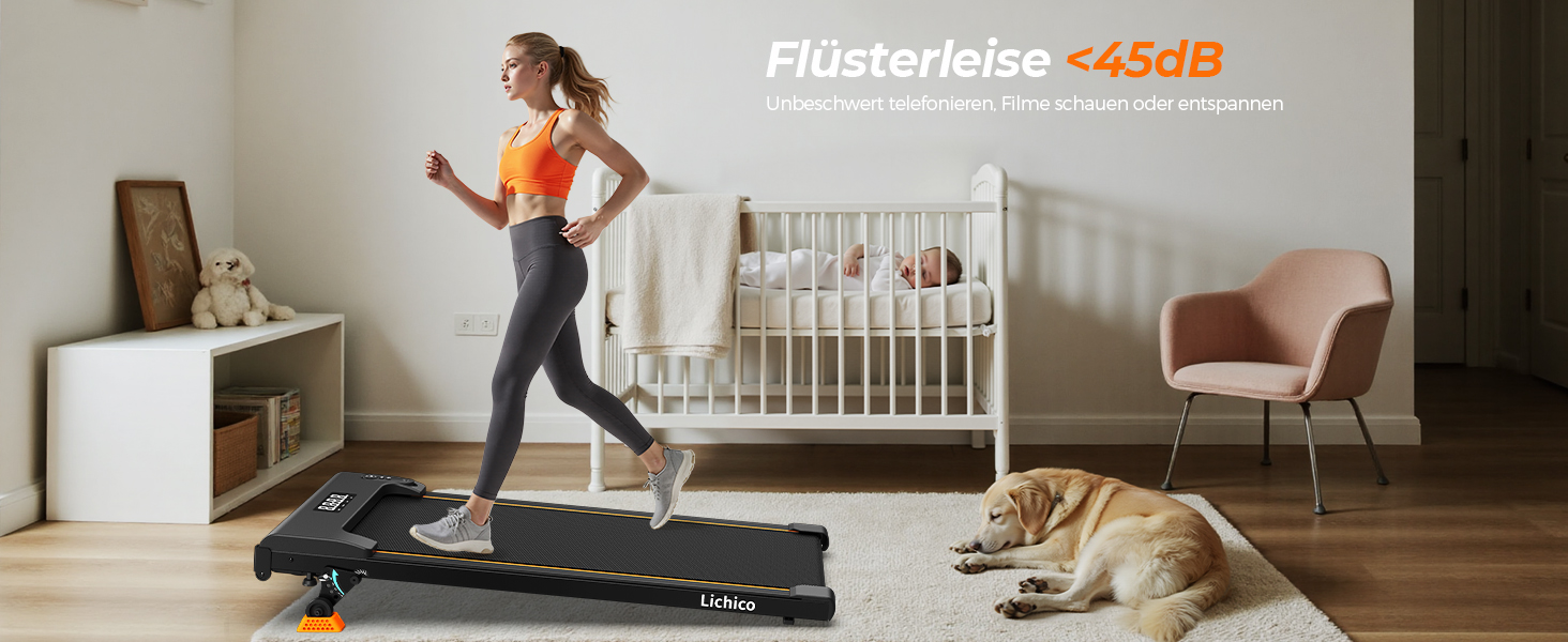 Бігова доріжка Lichico Walking Pad з регульованим нахилом 0-9%, розумним керуванням через додаток та дистанційним пультом, максимальне навантаження 130 кг, для дому