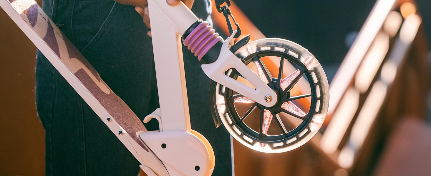 Електросамокат Movino City Light для дітей та підлітків, синій/оливковий: з амортизатором, колеса 180мм, регульований кермо