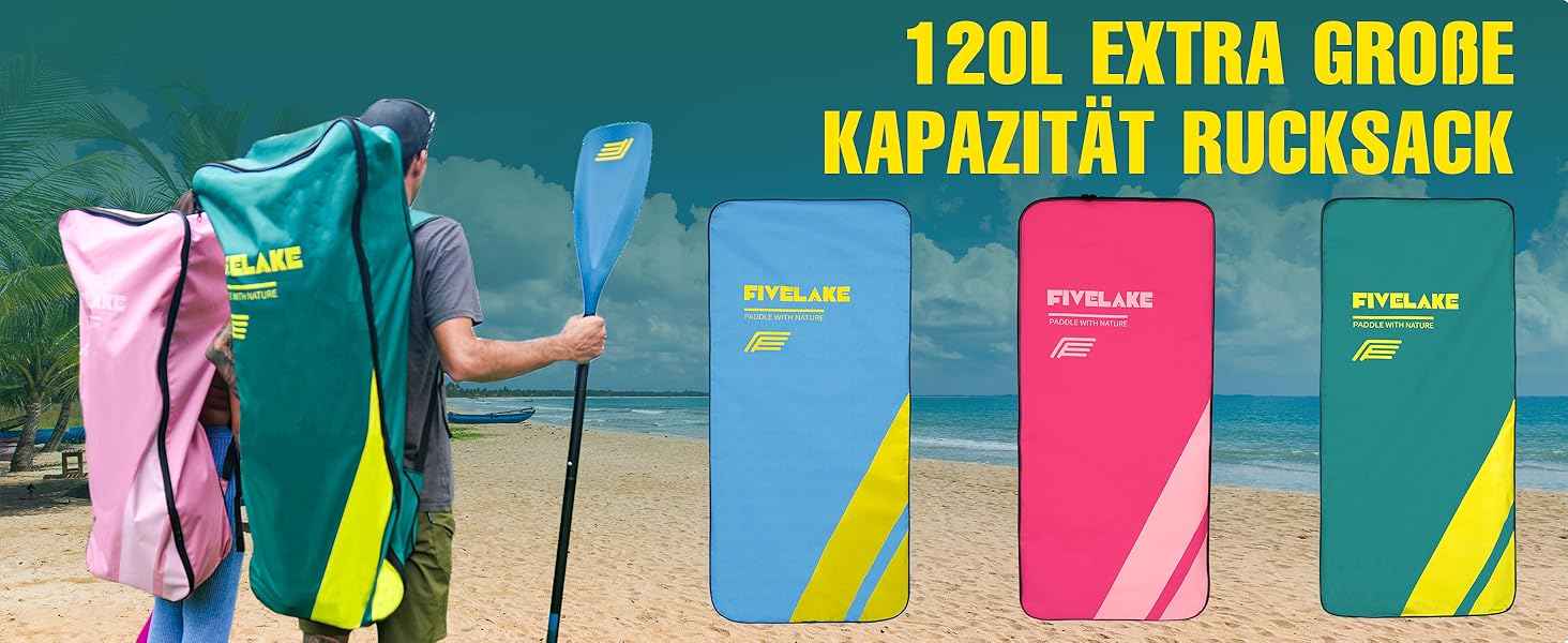 Надувний SUP-борд FIVELAKE для дорослих, 335 см: комплект з аксесуарами (весло, насос, рюкзак, лінія, водонепроникний мішок)
