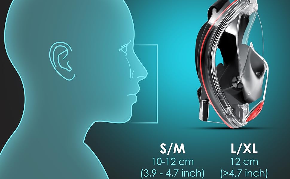 Маска для дайвінгу KESSER Повнолицева маска, складна маска для підводного плавання Повнолицева маска з положенням камери Дихання без зусиль, без запотівання, без проникнення води, поле зору 180 для дітей і дорослих Червоний S/M