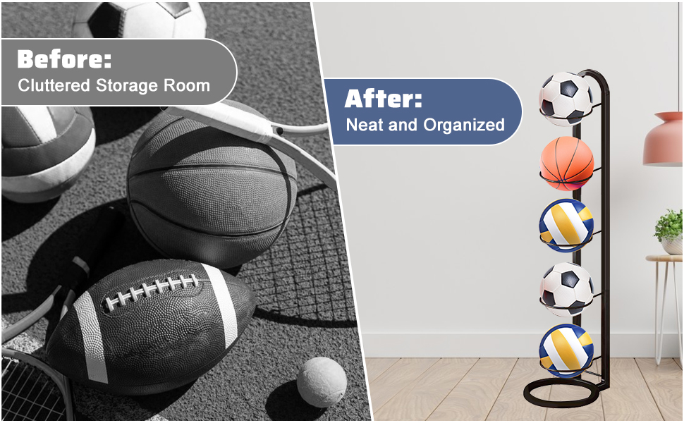 Стійка для зберігання м'ячів для футболу (5 шт.) - білий колір, багатоярусна, для демонстрації