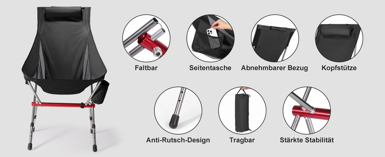 Складний туристичний стільчик Jianyana для відпочинку на природі: риболовля, пляж, сад. Максимальне навантаження 150 кг.