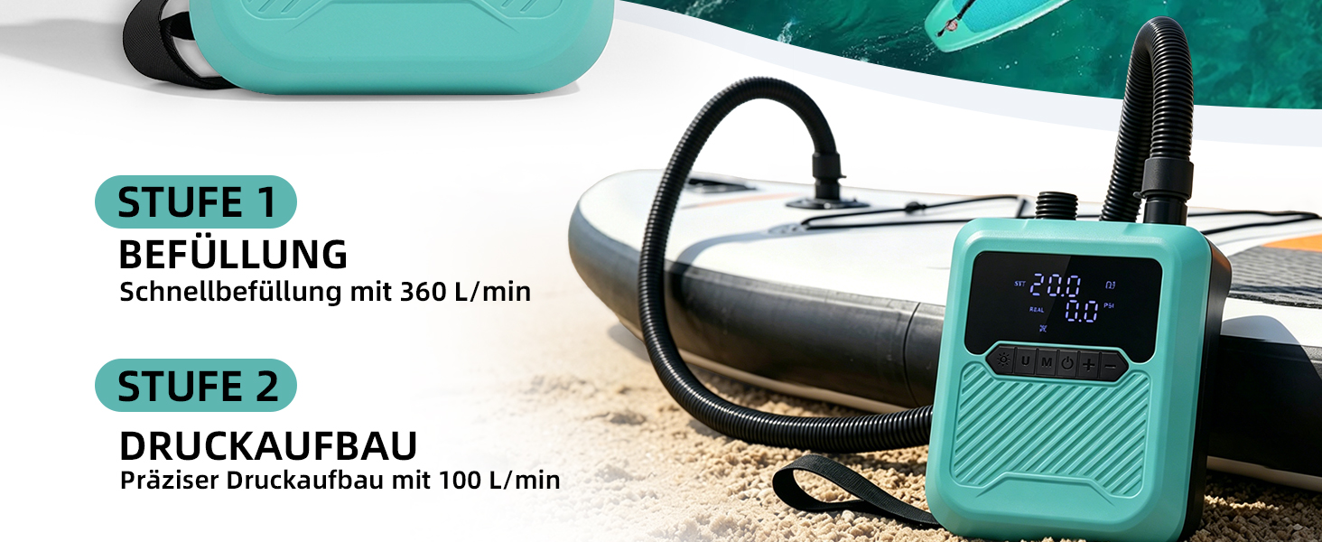 Насос електричний для SUP дошки 20PSI, 12V, автомобільний, подвійного дії, для накачування та здування SUP, каяків, надувних матраців