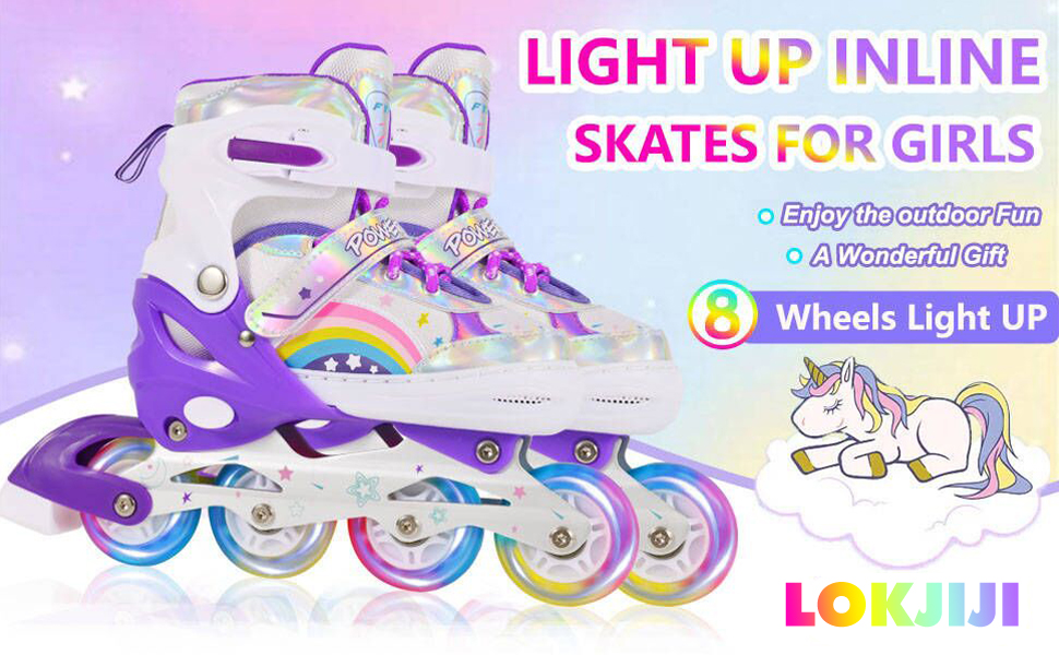 Регульовані роликові ковзани для дітей, дівчаток, початківців. Ролики для дітей та підлітків, кольори: фіолетовий, райдуга.