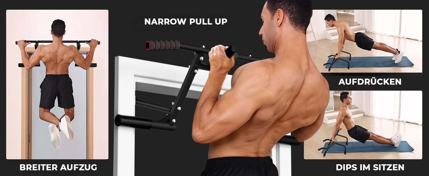 Кімнатна турнік ONETWOFIT для дверного прорізу, мультигрип, чорний, до 210 кг