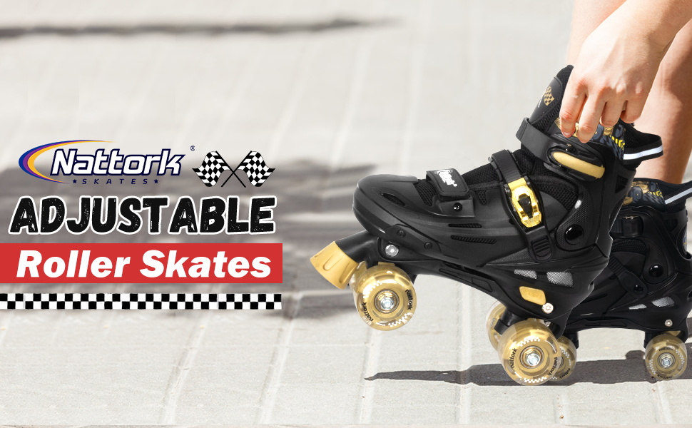 Дитячі ролики Nattork з LED, регульовані, 37-41 EU (Золотий)
