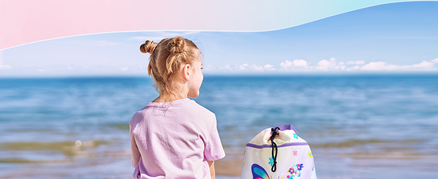 Спортивна сумка WAWSAM для гімнастики з шнурком - 38 × 45 см. Дитяча водонепроникна сумка для плавання, пляжу, покупок (Метелик)