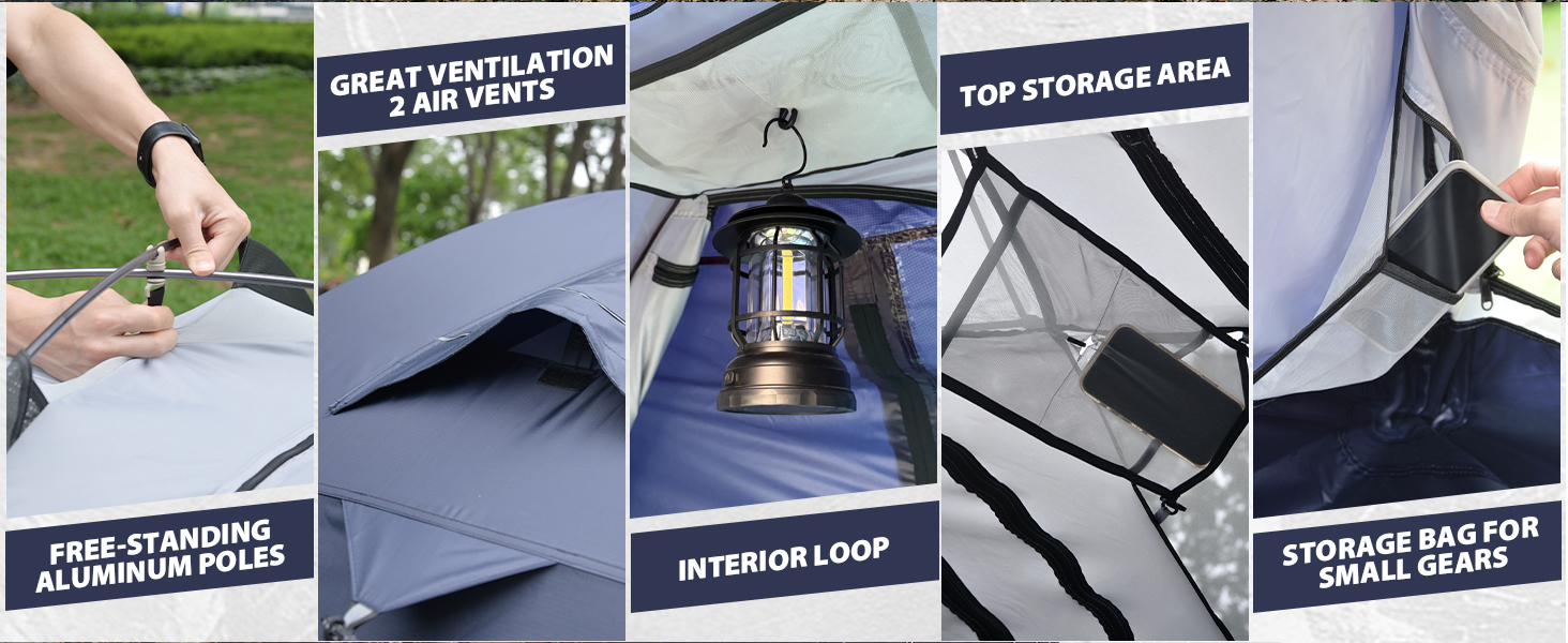 Намет GEERTOP для 2 осіб, куполоподібний, туристичний, водонепроникний, 4 сезони, для кемпінгу, походів, подорожей та альпінізму, синій