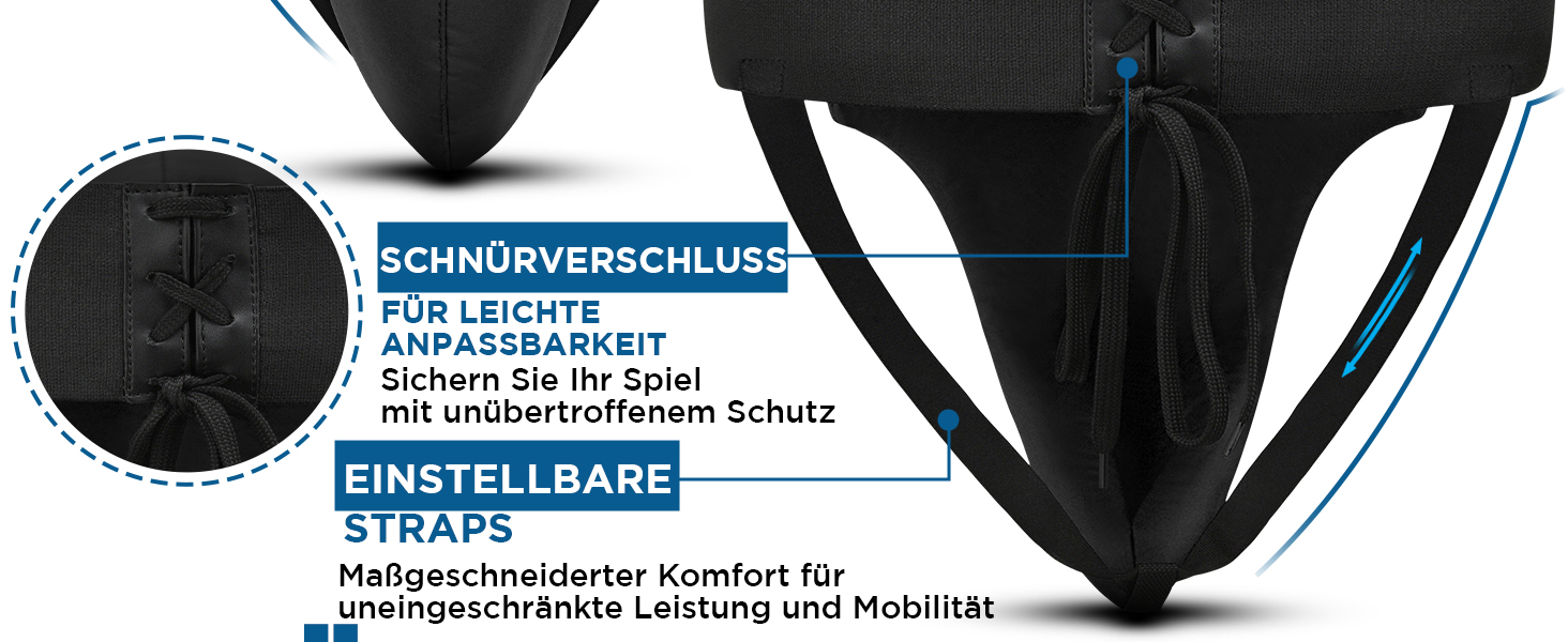 Чоловічий глибокий захист для бойових мистецтв: бокс, ММА, кікбоксинг, рукопашний бій, тхеквондо. Захист паху, шкіра Maya Hide, сертифікат SATRA, синій.