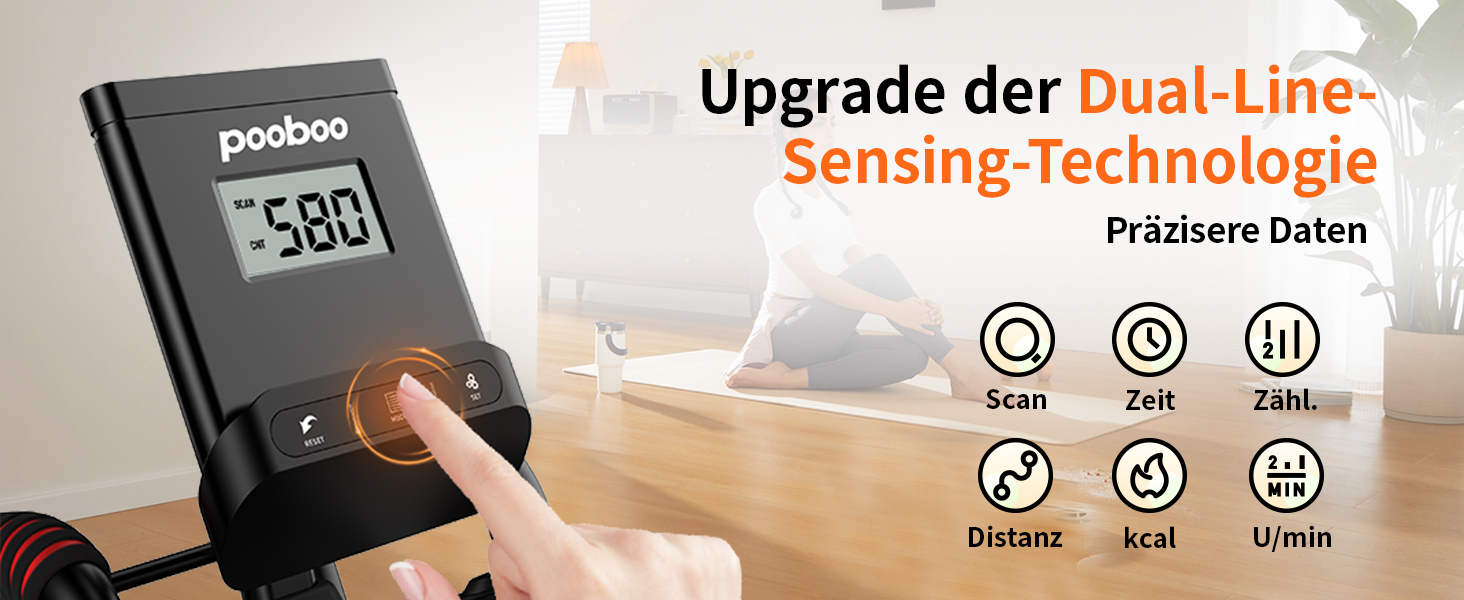 Гребний тренажер Pooboo з магнітною системою опору, 360 lbs, складаний, з тримачем для планшета та зручним сидінням, для дому H015-3