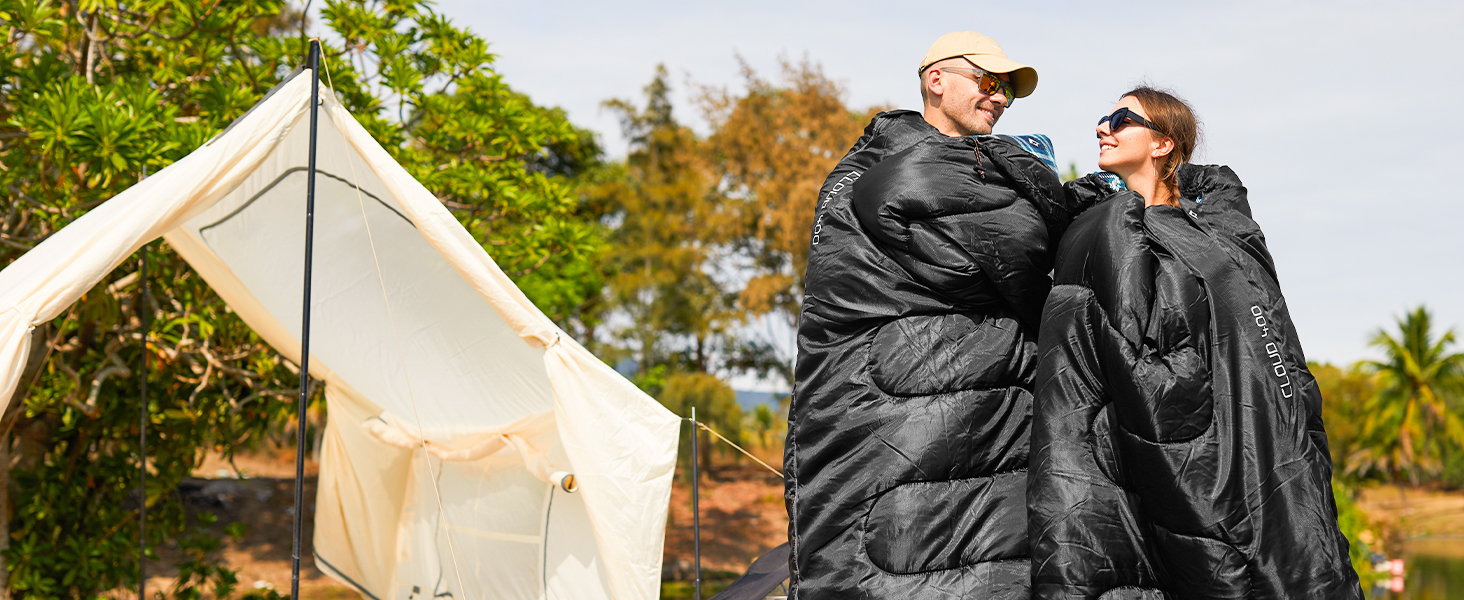 Сплячий мішок KingCamp Flannel для дорослих, 4 сезони, ультралегкий, бавовна, теплий, ковдровий, водонепроникний, для кемпінгу та повсякденного використання, чорний, L, блискавка