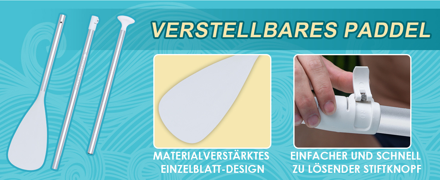 Надувний SUP-борд Tuxedo Sailor Stand Up Paddle Board з аксесуарами, для дорослих та підлітків, блакитний та жовтий